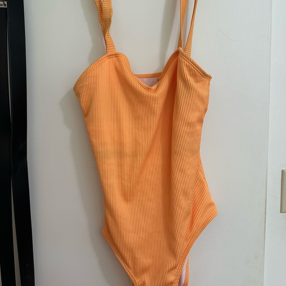 Vero Moda Orange Ribbed One Piece Swimsuit